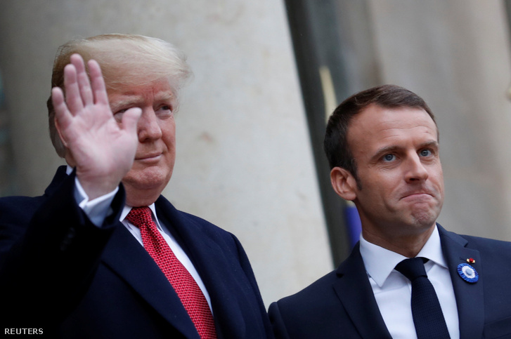 Donald Trump és Emmanuel Macron Párizsban 2018. november 10-én