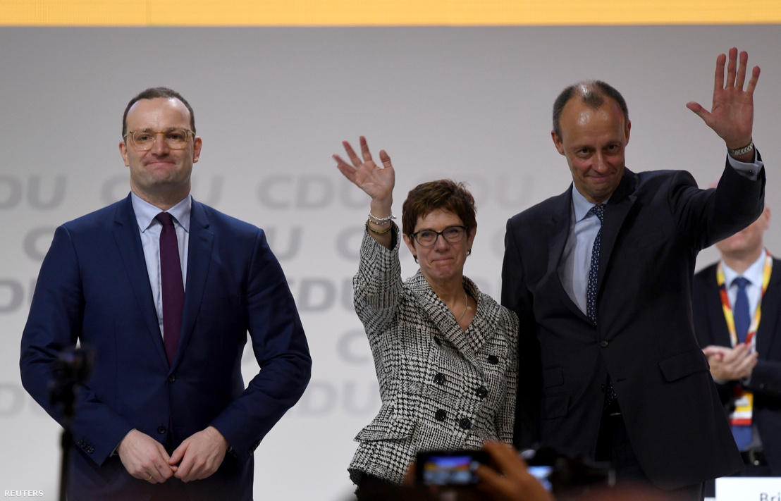 Balról-jobbra: Jens Spahn, Annegret Kramp-Karrenbauer és Friedrich Merz a választás után