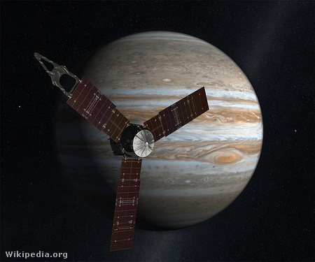 Juno in front of Jupiter