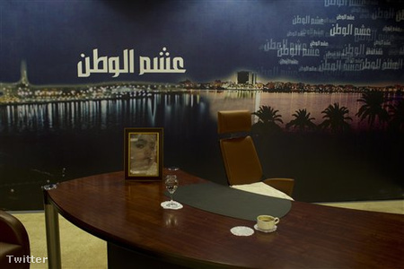 A líbiai állami TV elhagyott stúdiója (fotó: thinkprogress)