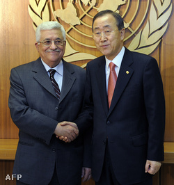 Mahmúd Abbász, a Palesztin Hatóság elnöke és Ban Ki Mun, az ENSZ főtitkára