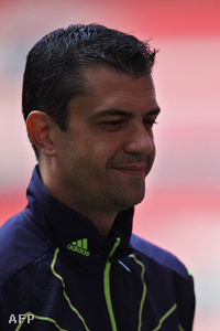 Kassai Viktor játékvezető egy FC Barcelona - Manchester United edzésen