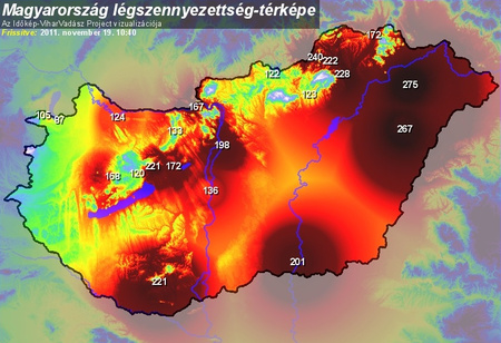 magyarország légszennyezettségi térkép Index   Belföld   Durva a miskolci és a debreceni szmogszint magyarország légszennyezettségi térkép