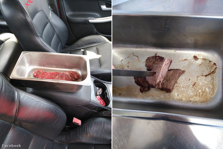 A steak hús 11 órakor (balra) és 5 órával később (jobbra)