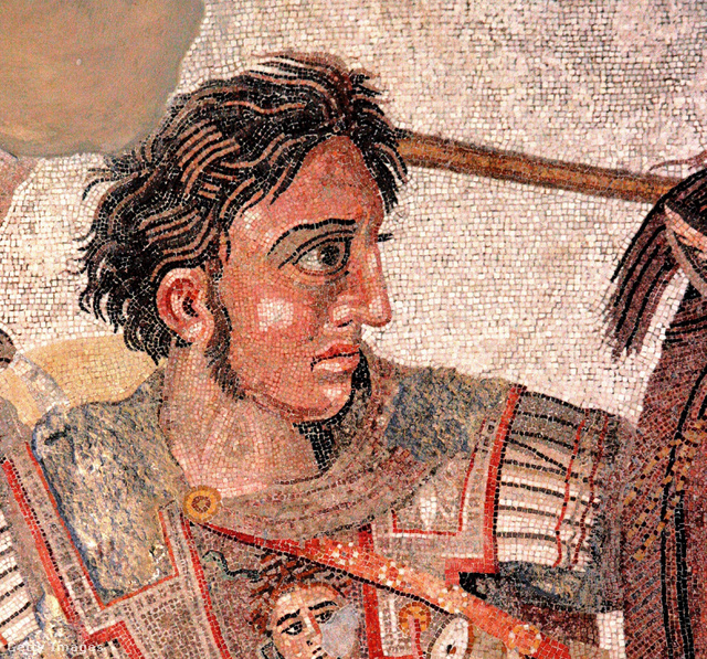 Nagy Sándor a híres pompeji Alexander-mozaikon