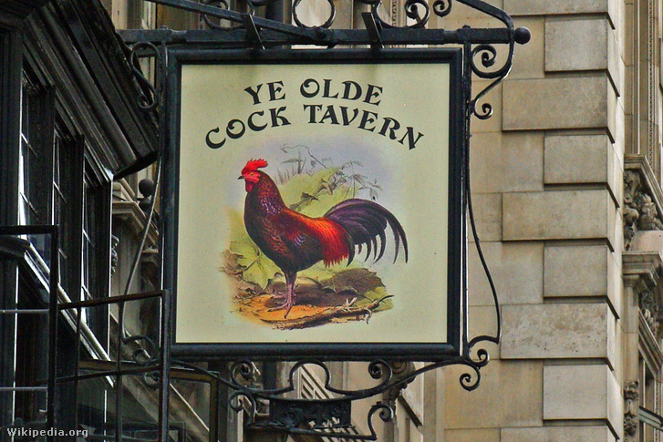 Ye Old Cock Tavern Pub cégér Londonban