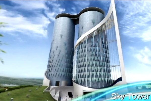 Az expo emblematikusnak szánt épülete, a Sky Tower