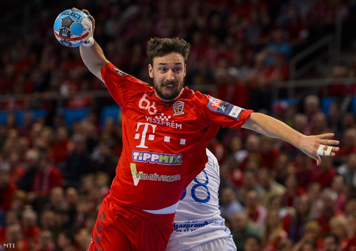 A veszprémi Lékai Máté a férfi kézilabda Bajnokok Ligája 13. fordulójában játszott Telekom Veszprém - Meskov Breszt mérkőzésen a Veszprém Arénában 2019. február 24-én