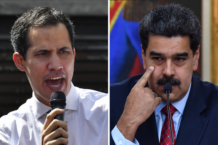 Juan Guaido (balra) és Nicolas Maduro (jobbra)