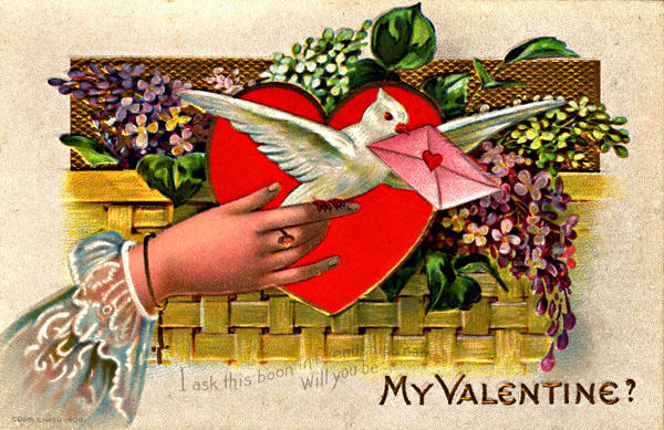 Viktoriánus Valentin napi üdvözlő kártya