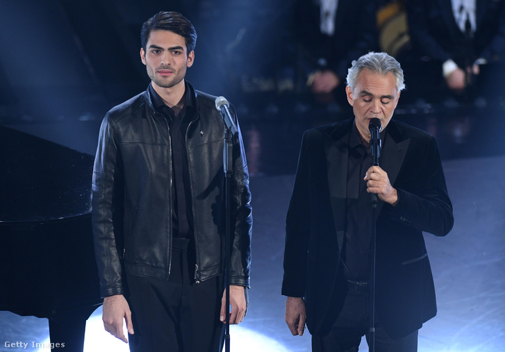 Matteo Bocelli és Andrea Bocelli a 69. Sanremói Zenei Fesztiválon 2019. február 5-én