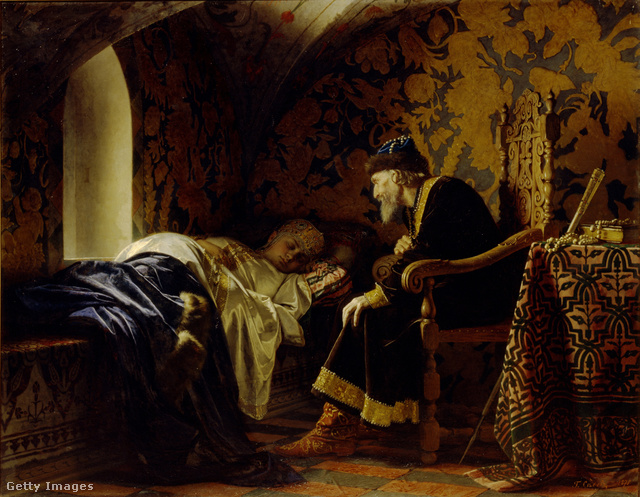 1875-ös festmény Rettegett Ivánról és Vaszilisza Melentyeváról