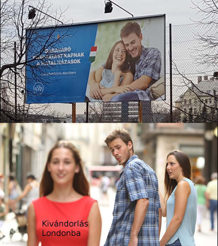 New government poster with an interesting choice of stock photography, and a more famous picture from the same set as it circulated on Facebook, with the added caption saying "Emigrating to London."