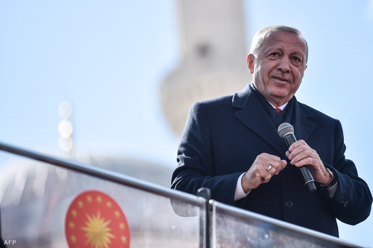 Erdogan beszédet tart Isztambulban, 2019. március 29-én.