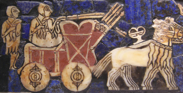 Szekérábrázolás Mezoptámiából, i.e. 3500-ból