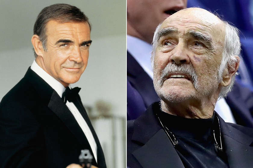 Sean Connery James Bondként és napjainkban.