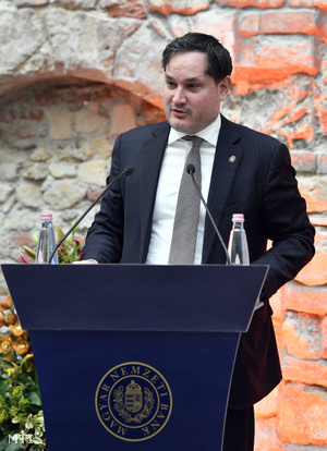 Nagy Márton, a Magyar Nemzeti Bank (MNB) alelnöke beszédet mond a Magyar Nemzeti Bank ötödik alkalommal megrendezett Budapest renminbi kezdeményezés című nemzetközi konferenciáján Budapesten, az I. kerületi Bölcs Várban 2019. március 29-én.