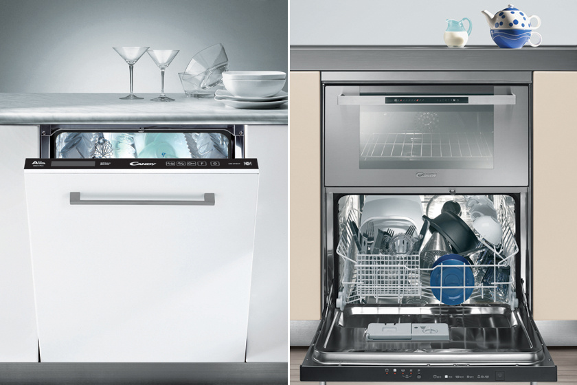 A szűk kivitelezésű mosogatógép és a kettő az egyben berendezés tökéletes egy apró konyhába.
