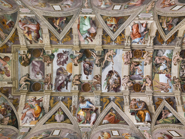 Michelangelo mellett a Sixtus-kápolnán folyamatosan 15-20 művész dolgozott