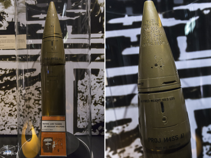 Atomic Annie-hoz való W48 típusú atomlőszer, amiből 1963 és 1991 között közel ezret gyárottak a hadsereg és a tengerészgyalogság számára (a képen egy gyakorlóváltozat látható, a Las Vegas-i National Atomic Testing Museum kiállításán)
