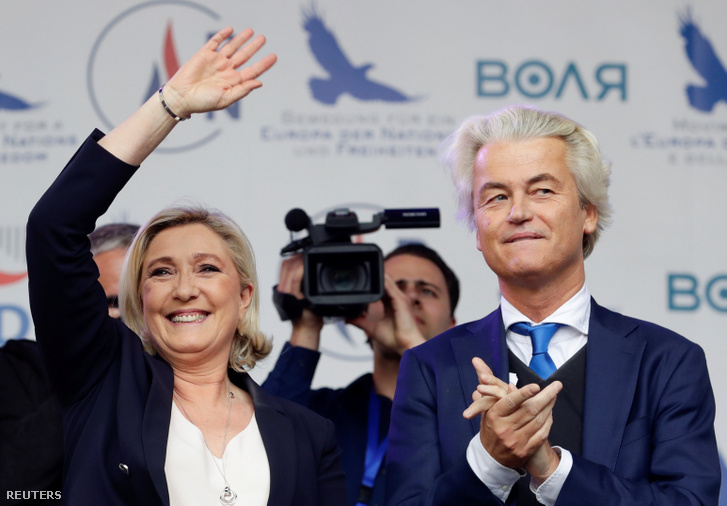 Marine Le Pen és Geert Wilders Prágában 2019. április 25-én.