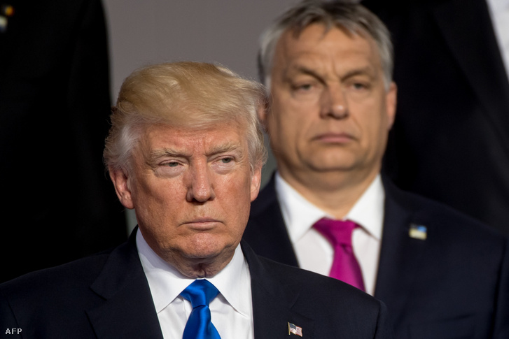 Donald Trump és Orbán Viktor a NATO 2017. május 25-i találkozóján, Brüsszelben