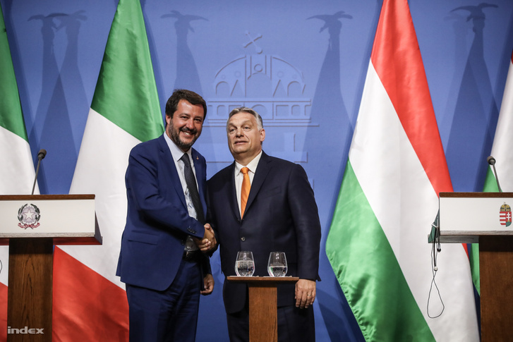 Orbán Viktor miniszterelnök és Matteo Salvini olasz belügyminiszter miniszterelnök-helyettes 2019. május 2-án.