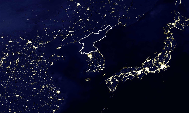 Észak-Korea éjszaka egy műholdfelvételen