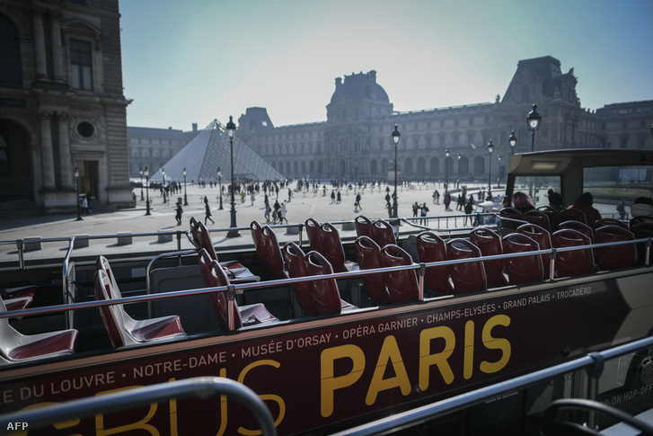 Turista busz a Louvre Múzeumnál