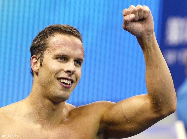 Alexander Dale Oen győzelmét ünnepli a 2011-es sanghaji úszó VB 100 méteres mellúszás számában