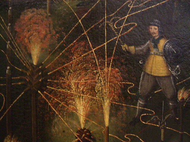 1645: Tűzijáték Joseph Furttenbach festményén