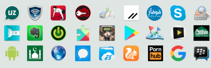 A Monokle által álcaként használ appok ikonjai