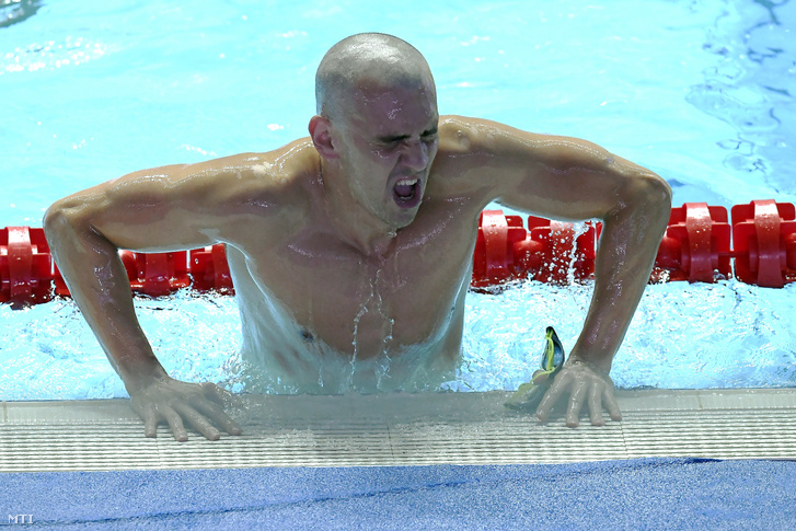 Cseh László a férfi 100 méteres pillangóúszás elõdöntõje után a 18. vizes világbajnokságon a dél-koreai Kvangdzsuban 2019. július 26-án. A versenyzõ a tizedik helyen végzett.