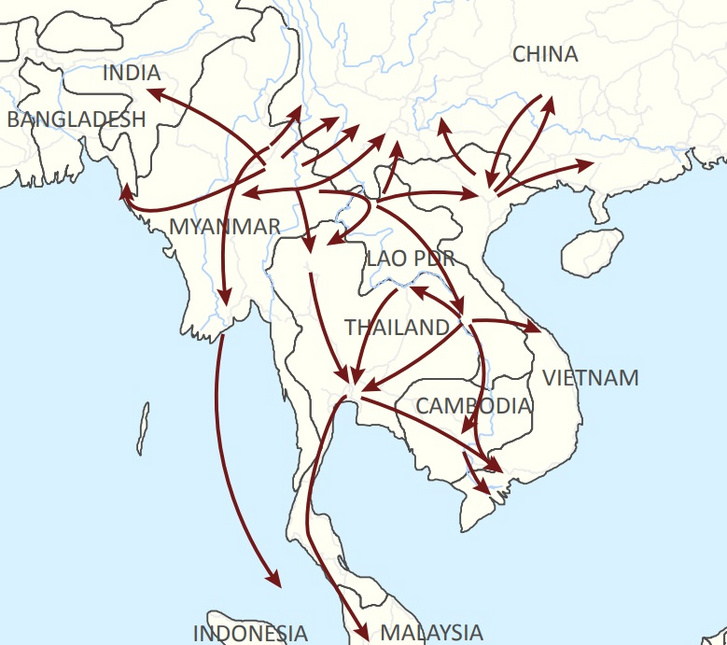 A metamfetamintabletták délkelet-ázsiai csempészútvonalai