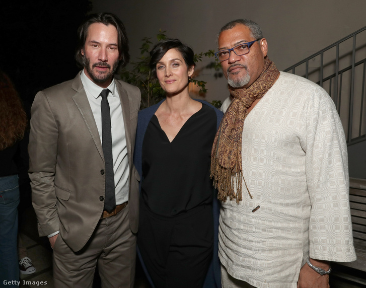 Keanu Reeves, Carrie-Anne Moss és Laurence Fishburne a John Wick: 2. felvonás premierjén Hollywoodban 2017. január 30-án