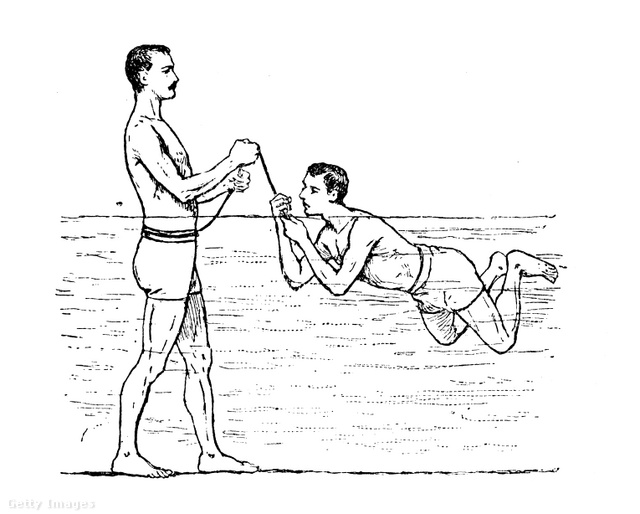Úszásoktatás - 19. századi francia illusztráció