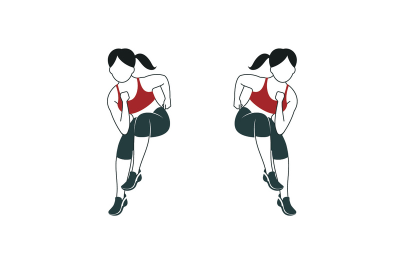 A Heisman-gyakorlat lényegében helyben futás terpeszben magas térdemeléssel. Miközben az egyik lábadon van a testsúlyod, emeld a másik térdedet magasra. 1-2 percet csinálj belőle, hogy feltornázza a pulzusod, és elinduljon a zsírégetés.
