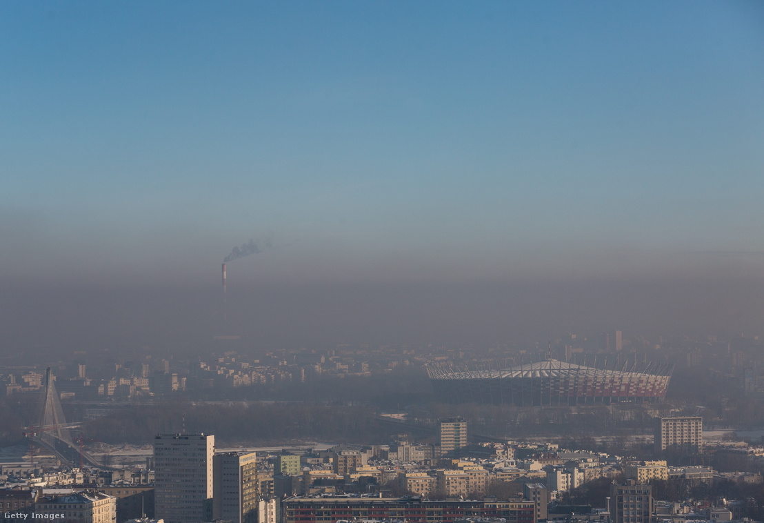Smog above Warsaw in January 2017.