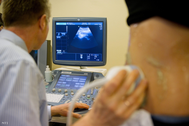 Hasi 4D-s vizsgálat egy ultrahangkészülékkel.