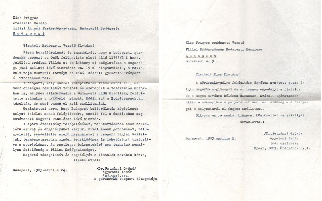 "Amikor fel akartuk állítani a hűvösvölgyi rámpát, az édesapám írt egy levelet az erdésznek. Tudta, hogyan kellett azt úgy megfogalmazni, hogy belegyezzen, például említette, hogy szerepeltünk különböző versenyeken, hogy a KISZ-bizottság épített fel nekünk gyakorlórámpát" - meséli Petrányi Zsolt. Két nyáron (1979-1980) át volt egy rámpa a Gábor Áron utca melletti parkolóban is, ahol az akkori kulturális miniszter, Pozsgay Imre lakott. "Egyszer kijött a felesége, és nagyon kedvesen megkért, hogy vasárnap kora délután ne deszkázzunk, mert nagyon hangosak vagyunk. Ez is egy példa arra, hogy akkoriban mennyire volt elfogadott a deszkázás" - teszi hozzá.