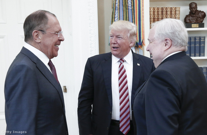 Szergej Lavrov, Donald Trump és Szergej Kiszljak 2017-ben