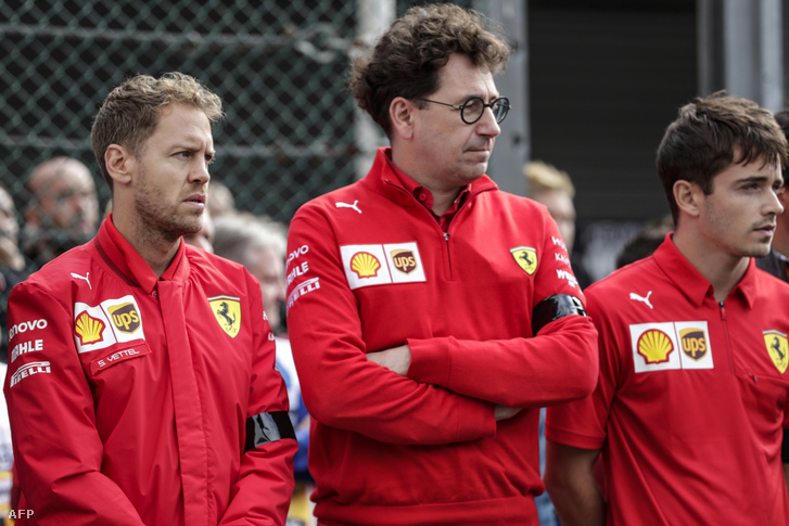 Vettel, Binotto és Leclerc