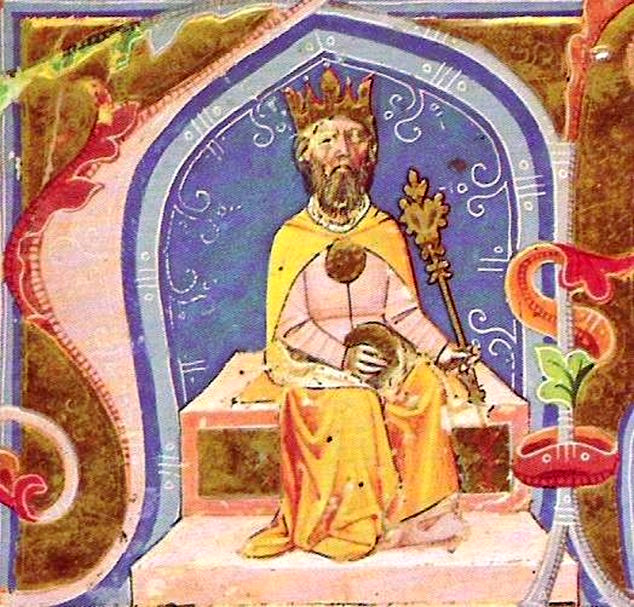 Attila király ábrázolása a Képes Krónikában.