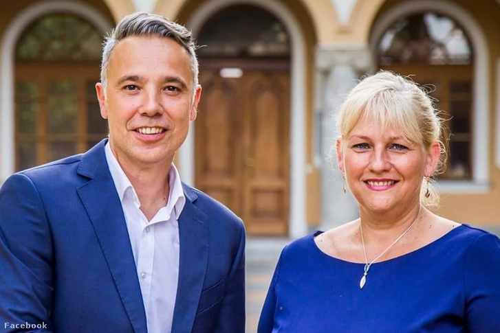 District mayor Péter Gajda and local representative Mrs László Somogyi whose husband allegedly profited from district contracts