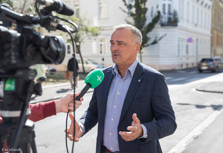 Zsolt Borkai speaks to the local television of the city of Győr