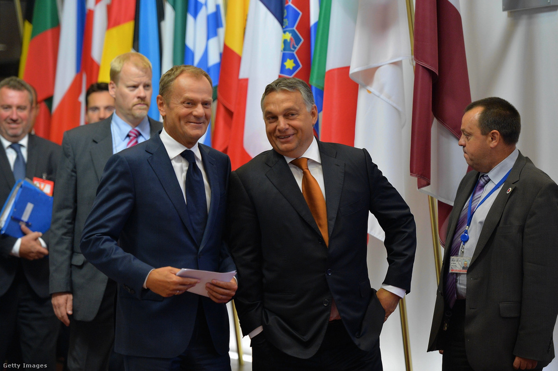 Donald Tusk és Orbán Viktor Brüsszelben 2015. szeptember 3-án