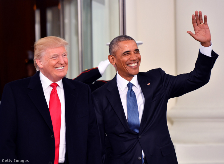 Donald Trump és Barack Obama Trump beiktatásán 2017-ben