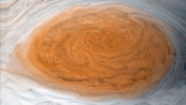 A Jupiter nagy vörös foltjának örvénylése