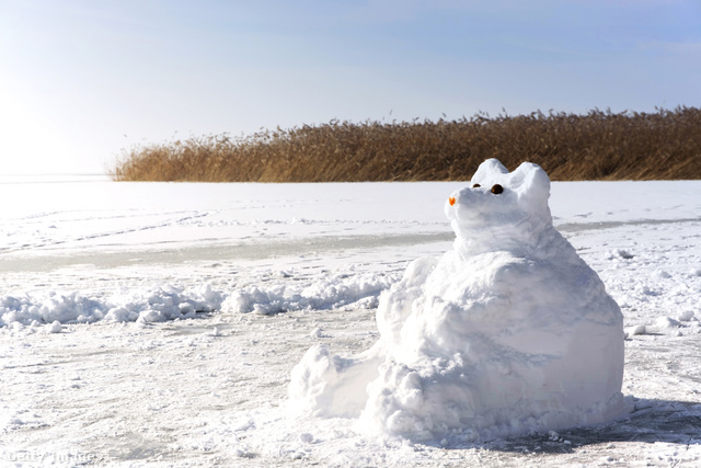 „Hóember” a Balaton jegén