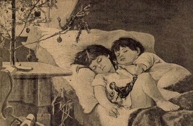 Ők a szerencsés gyerekek, akiknek jut egy kis szerényen díszített, kopár fa és néhány játék. (Képes Krónika, 1919. december 23.)